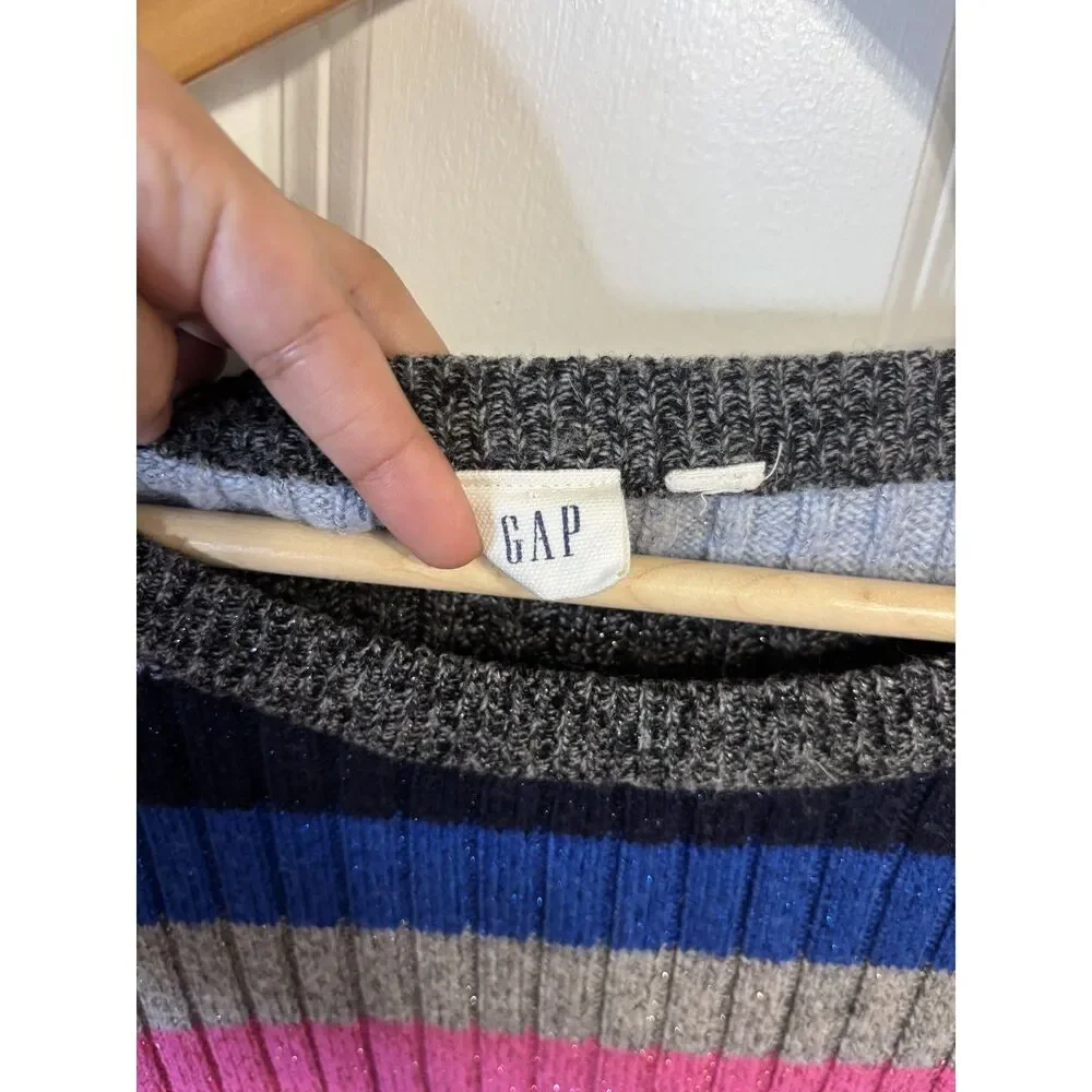 Gap Striped Rainbow Lurex Sparkle Crew Neck Sweater (No size- M/L)